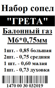Сопла GRETA (сопло, жиклер) под природный и сжиженный газ