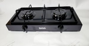 Плита газова 2-х конфорочна настільна з профільною ємальованною решіткою чорна ПромТехГаз ПГ2-01