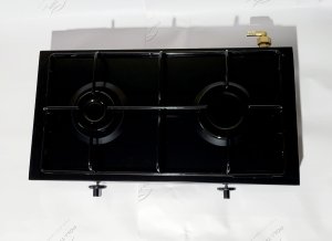 Плита газова 2-х конфорочна настільна з профільною ємальованною решіткою чорна ПромТехГаз ПГ2-01