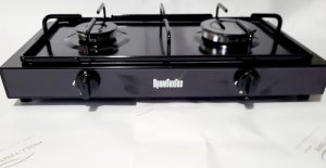 Плита газова 2-х конфорочна настільна з профільною ємальованною решіткою чорна ПромТехГаз ПГ2-01