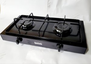 Плита газова 2-х конфорочна настільна з профільною ємальованною решіткою чорна ПромТехГаз ПГ2-01