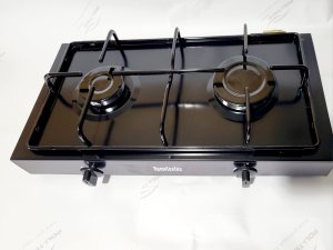 Плита газова 2-х конфорочна настільна з профільною ємальованною решіткою чорна ПромТехГаз ПГ2-01