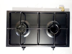 Плита газова 2-х конфорочна настільна з профільною ємальованною решіткою чорна ПромТехГаз ПГ2-01