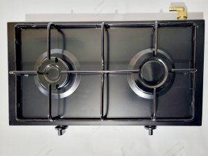 Плита газова 2-х конфорочна настільна з профільною ємальованною решіткою чорна ПромТехГаз ПГ2-01