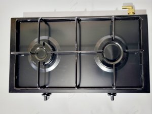 Плита газова 2-х конфорочна настільна з профільною ємальованною решіткою чорна ПромТехГаз ПГ2-01